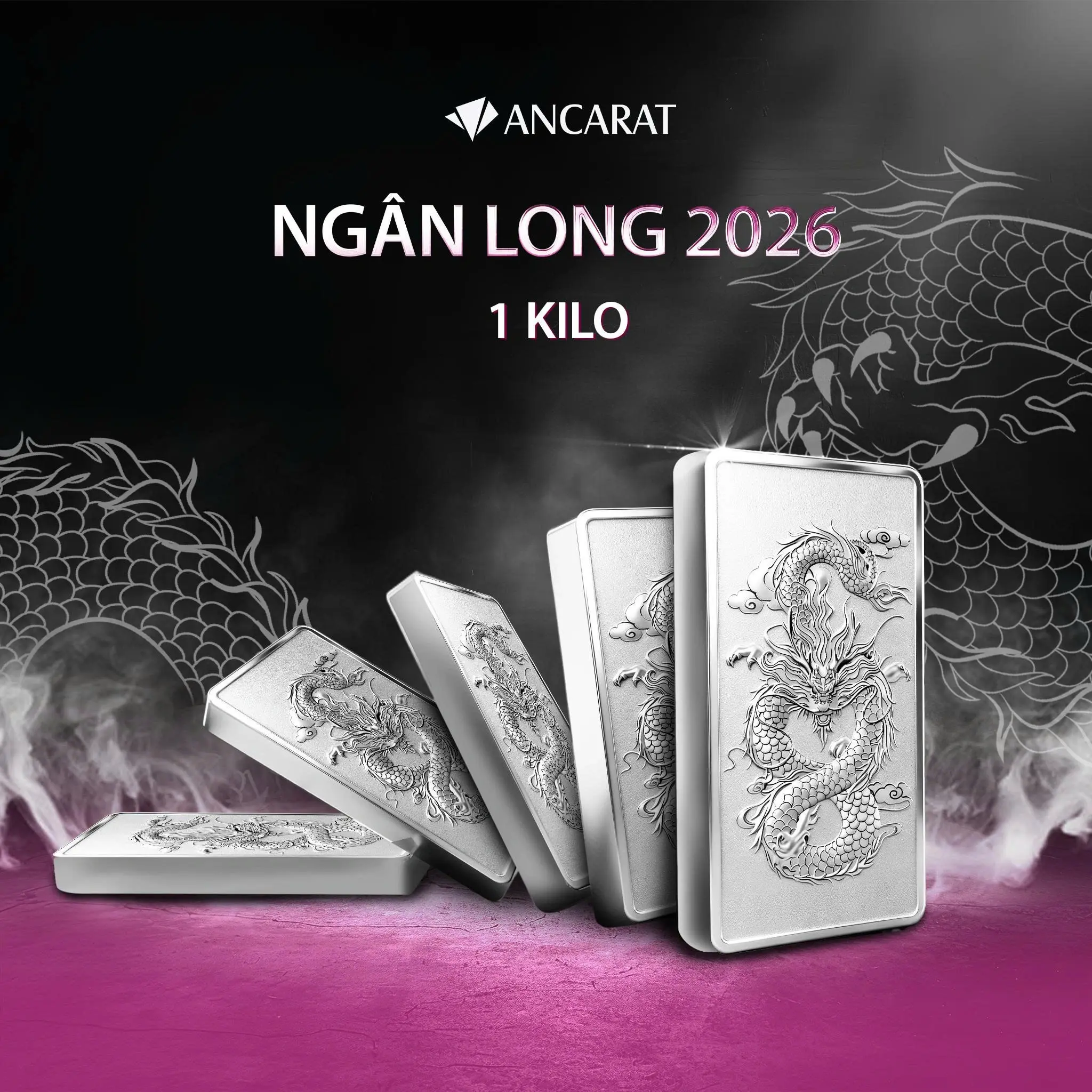 Bộ sưu tập Ngân Long Quảng Tiến – Tuyệt phẩm bạc miếng Ancarat mang dấu ấn Rồng thiêng 2026.