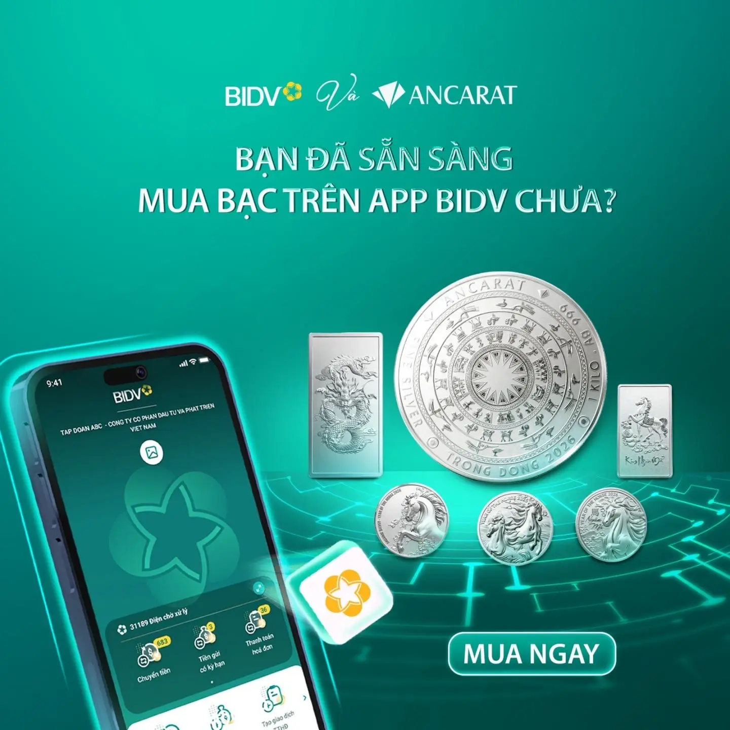 Giải pháp đầu tư bạc 4.0: An toàn - Minh bạch - Tiện lợi ngay trên ứng dụng BIDV SmartBanking. Giải pháp đầu tư bạc 4.0: An toàn - Minh bạch - Tiện lợi ngay trên ứng dụng BIDV SmartBanking.