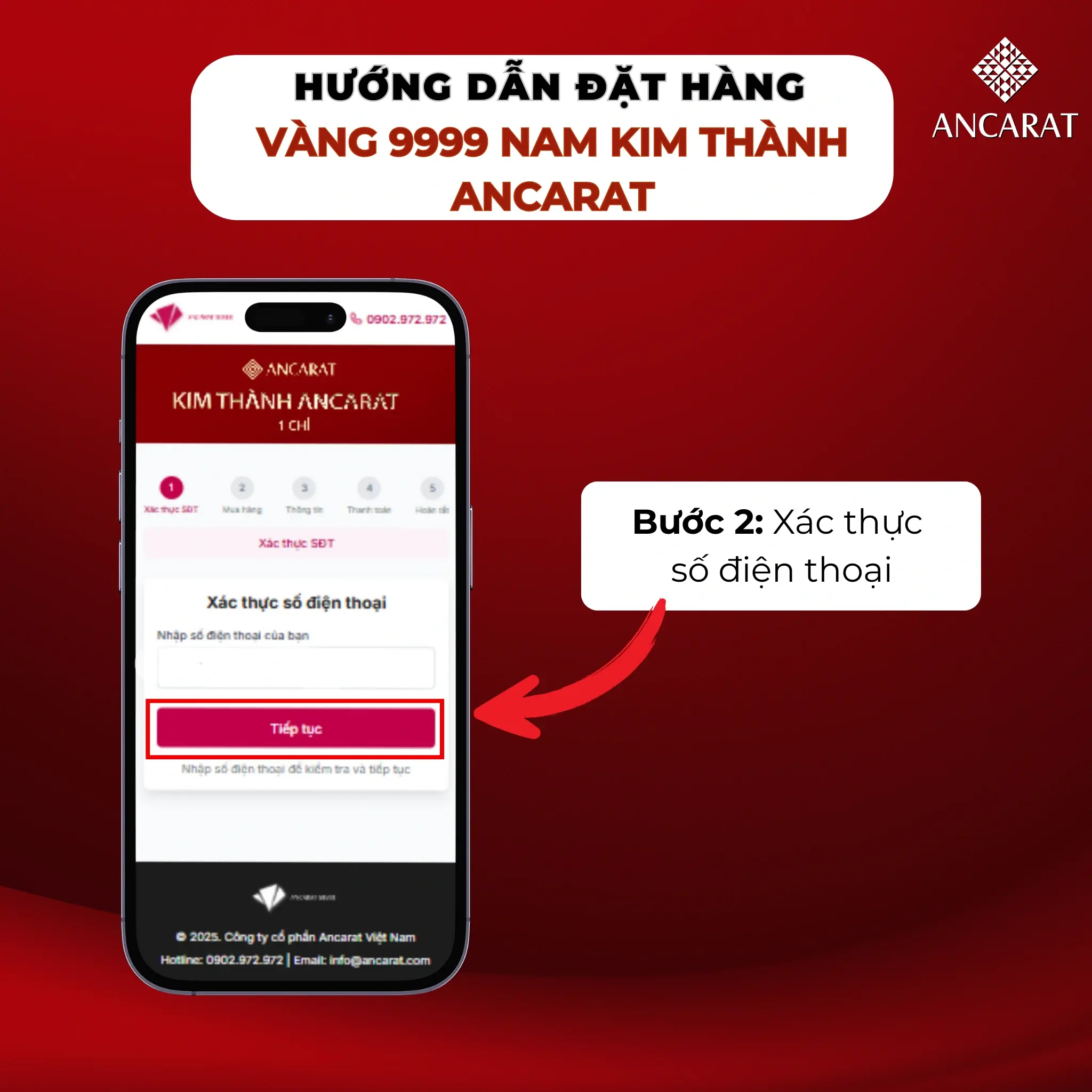 Bước 2: Nhập số điện thoại để hệ thống xác thực người mua an toàn. Bước 2: Nhập số điện thoại để hệ thống xác thực người mua an toàn.