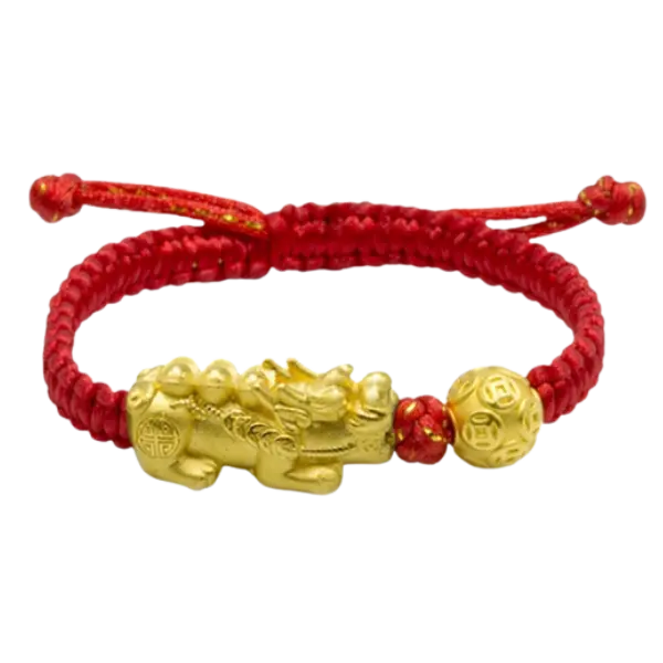 Vòng Tay Phối Charm Vàng 24k Tỳ Hưu Cõng Nén vàng và Hột Kim Tiền