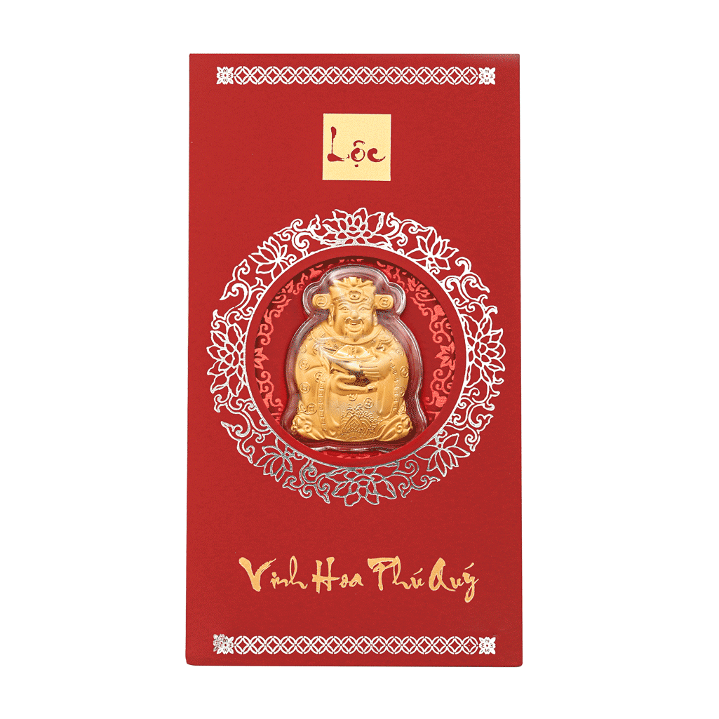 [AG9992.Q110.02C] Bao Lì Xì Vàng 24K Thần Tài Nén Vàng
